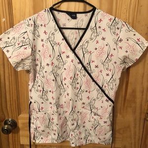 Pink Ribbon Scrub Top